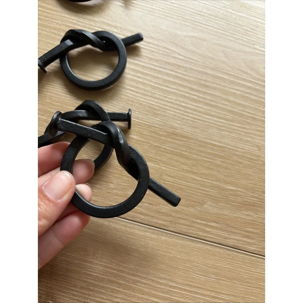 VTG Set Of 12 Knot Nail Black Napkin Rings Tableware Heavy Wrought Iron Look